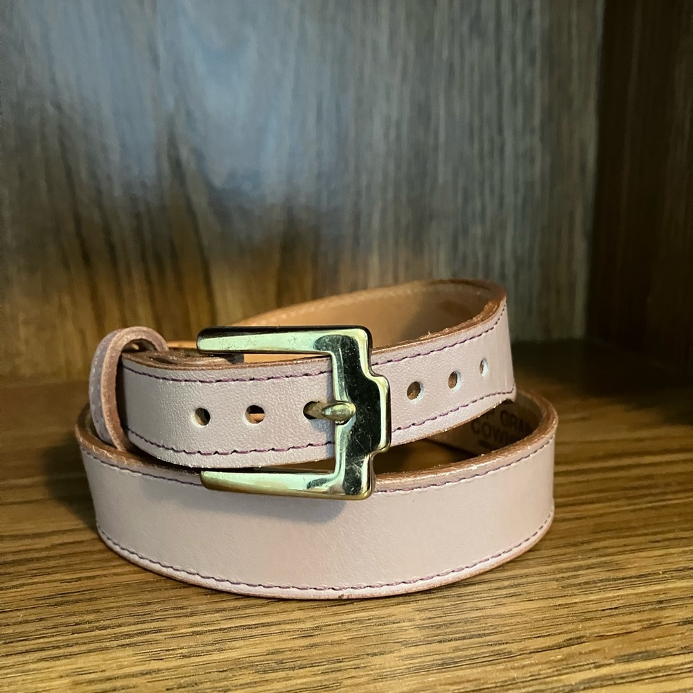 Ladies leather Justin belt, mauve/pink, size 24